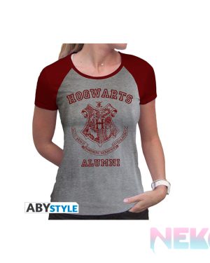 HARRY POTTER – Tshirt “Alumni” woman SS grey & red – premium*