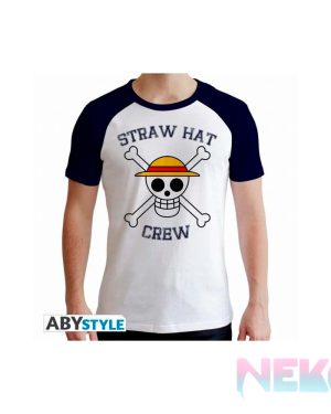 ONE PIECE – Tshirt “Skull” man SS white & blue – premium